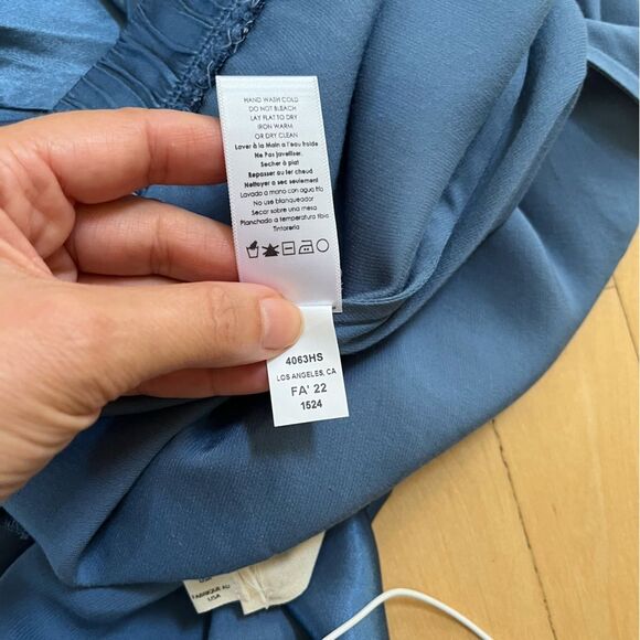 Nation LTD Satin Mabel Bias Midi Skirt in Atlantic Blue XS NWOT - Picture 9 of 9